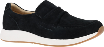 Quarter turn view Women's Dansko Footwear style name Clementine in color Black Nubuck. Sku: 8603000300