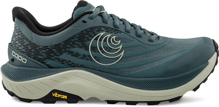 Quarter turn view Women's Topo Footwear style name Ultraventure 4 in color Stone / Grey. Sku: W081-STNGRY